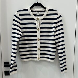 J. Crew Women's Striped Sweater - Navy and White
